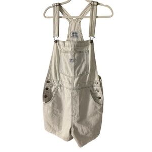 Levi’s Pinstripe Denim Cutoff Shorts Overalls